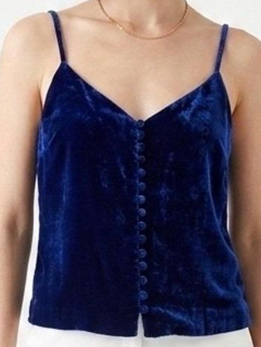 Navy Velvet Button-Front Tank Top